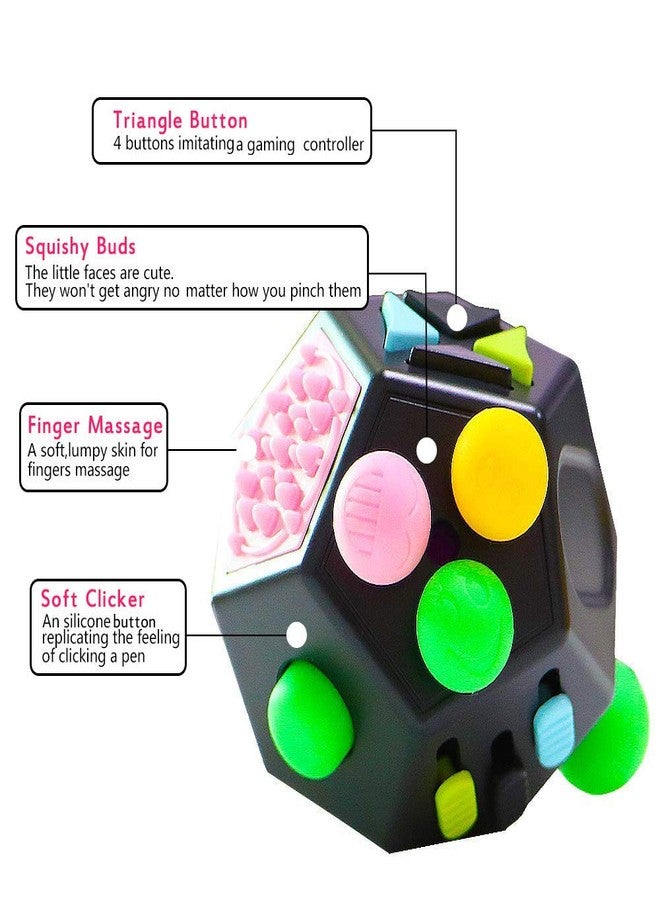 UOOEFUN Fidget Toys,Quality Dodecagon 12 Sided Cube Toys Relief Stress Anxiety and Depression Anti ADD, ADHD, OCD, Autism Boys Girls (Black & Mix Colors) - Image 5